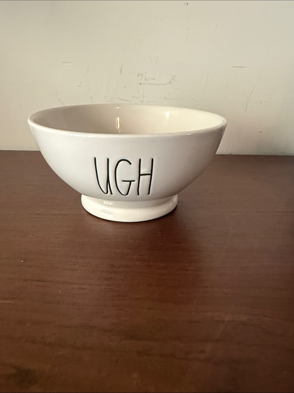 White 'UGH' Ceramic Bowl